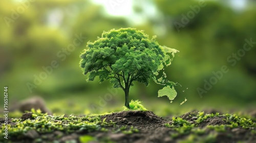 A tree with leaves of the world map, concept, environment, save the world 