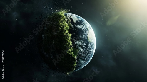 Eco concept. Half sphere of earth with light side and darker sid    © Emil