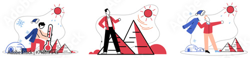 Hot climate vector illustration. Natures equilibrium falters as problem hot climate disrupts delicate ecosystem Climate change, like fever, grips atmosphere, signaling urgency addressing hot climate