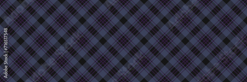 Give seamless textile texture, vertical check plaid background. Outfit vector fabric pattern tartan in black and blue colors.