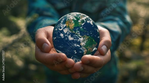Human hand holding planet earth 