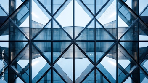 Architectural symmetrical abstract pattern of glass facade