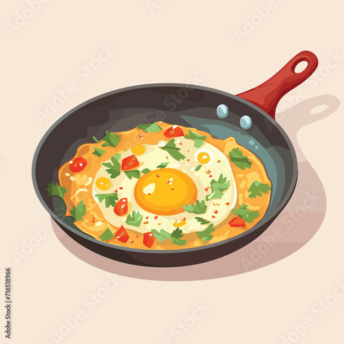 Fried Eggs as Tasty Dishes with Egg Ingredient Served in Frying Pan Vector Illustration