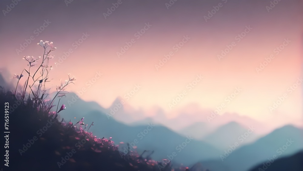 sunrise in the mountains in beautiful decorations