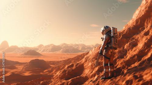 3d illustration of an astronaut on mars