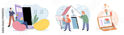Buying and choosing housing. Vector illustration The sale property exceeded owners expectations The buyer recognized potential for high returns on their investment The purchase residential property