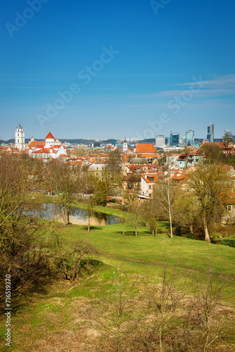 A picturesque view of Vilnius, a capital of Lithuania, during early spring season