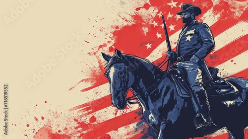 Confederate Heroes' Day Background with man riding horse - AI Generated Abstract Art