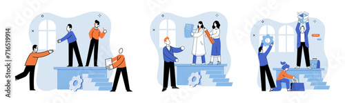 Successful business. Vector illustration. Support from partners and stakeholders propels businesses toward achievement A successful business strategically positions itself through effective marketing