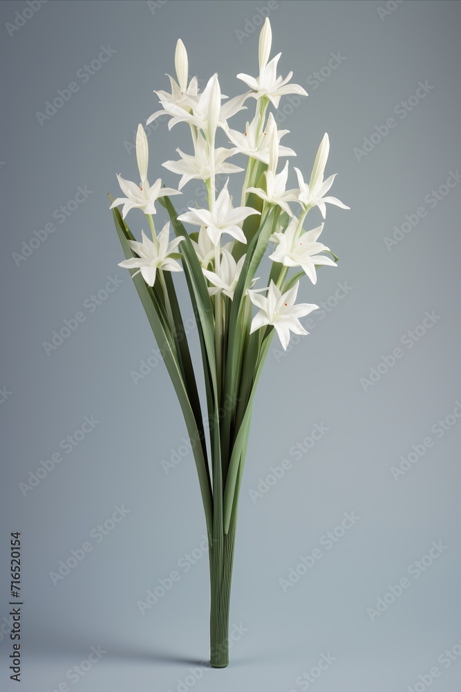 Fototapeta premium Elegant star flower stem on pastel background, aesthetic floral simplicity composition
