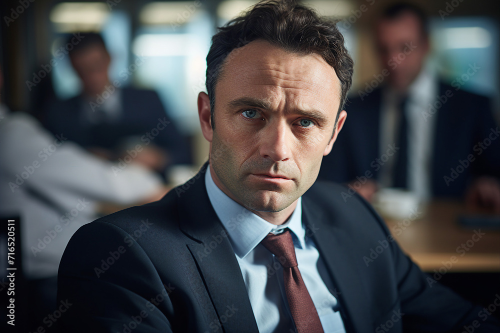 Generative AI picture of handsome successful man working in office on business meeting conference Generative AI picture of handsome successful man working in office on business meeting conference