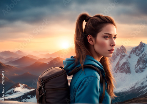 Radiant Woman on her Mountain Getaway