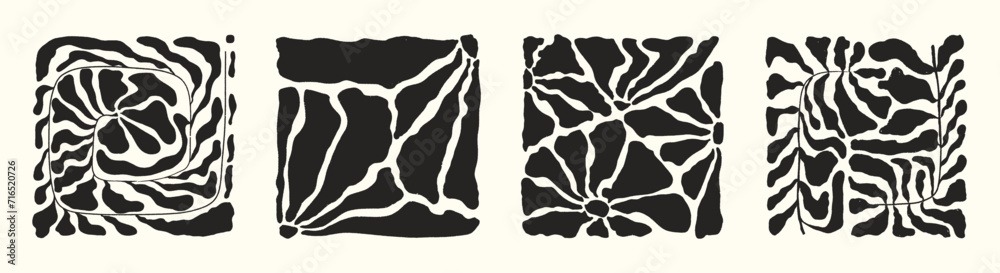 Abstract minimalist botanical wall art collection. Modern art with trendy plants and leaves. Contemporary floral posters. Flat graphic vector illustration isolated on white background Abstract minimalist botanical wall art collection. Modern art with trendy plants and leaves. Contemporary floral posters. Flat graphic vector illustration isolated on white background