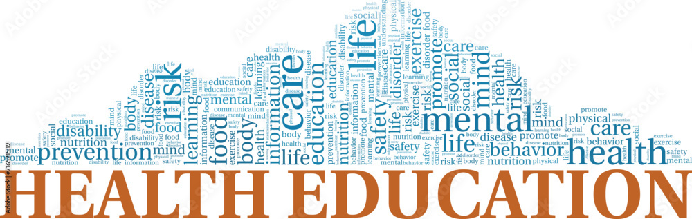 Obraz premium Health Education word cloud conceptual design isolated on white background.