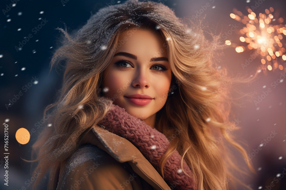 Fireworks show concept people watching admiring wonderful lights winter atmosphere Generative AI Fireworks show concept people watching admiring wonderful lights winter atmosphere Generative AI