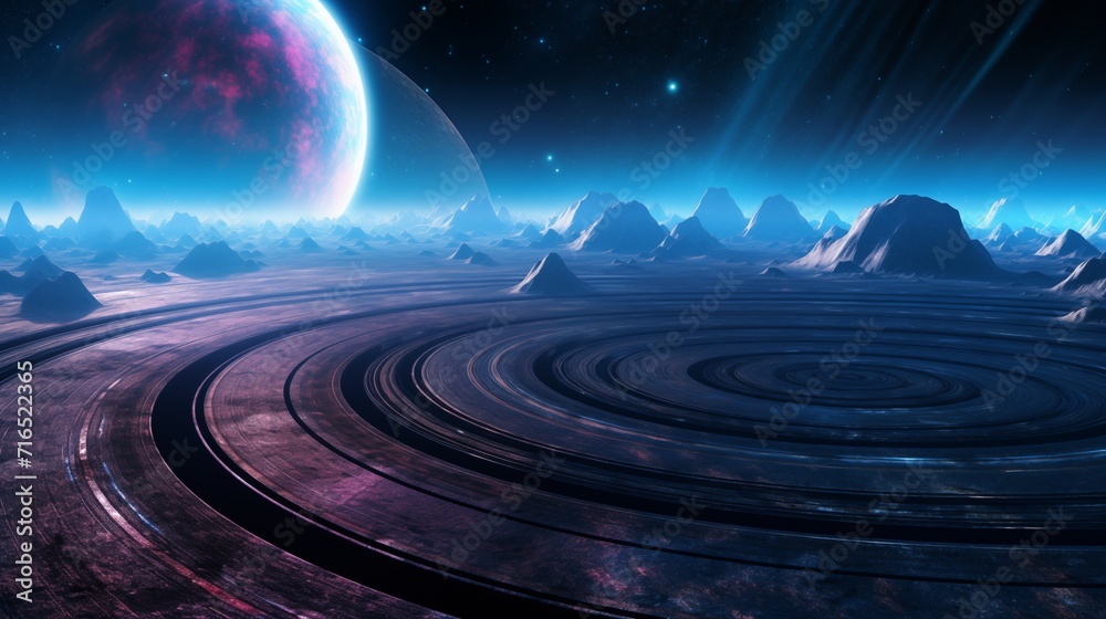 Fototapeta premium Code galaxy exploration, abstract code elements and celestial patterns, cosmic landscape, vastness and exploration within the coding universe