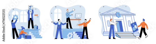 Successful business. Vector illustration. Planning and organization are essential for achieving goals Collaboration and discussion lead to successful outcomes Professionalism and teamwork contribute