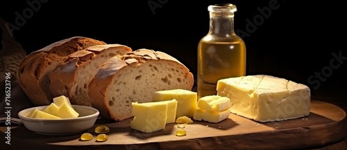 Still life with cheese, bre...