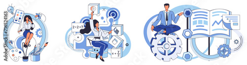 Process optimization vector illustration. To optimize effectively, businesses must employ intelligent and innovative solutions Strategic development involves optimizing processes for continuous