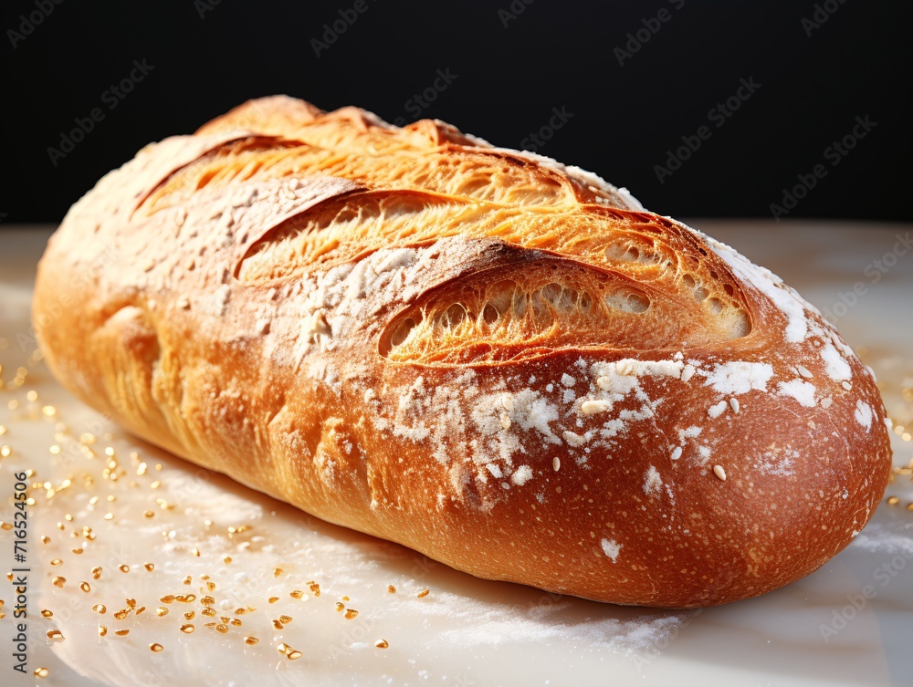 Freshly baked bread on a white background.