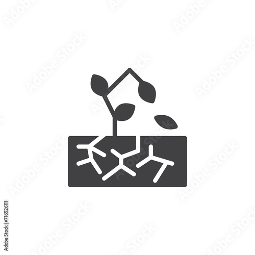 Soil with cracks and dried tree vector icon