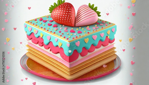 Festive cake with strawberries on top