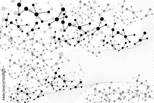 Structure of black molecules with abstract wave lines,Molecular Structure Background