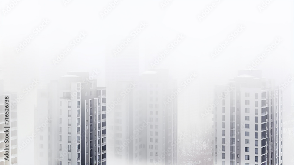 architectural white urban background with copy space, row of houses on white fog , blank design, urban concept architectural white urban background with copy space, row of houses on white fog , blank design, urban concept