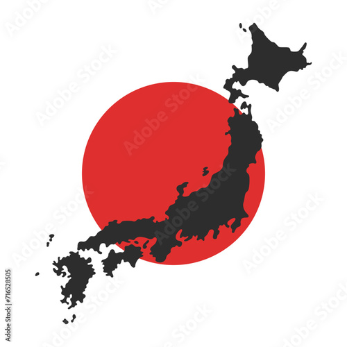Background of Japan.  Japanese flag and geographical territory of Japan. 