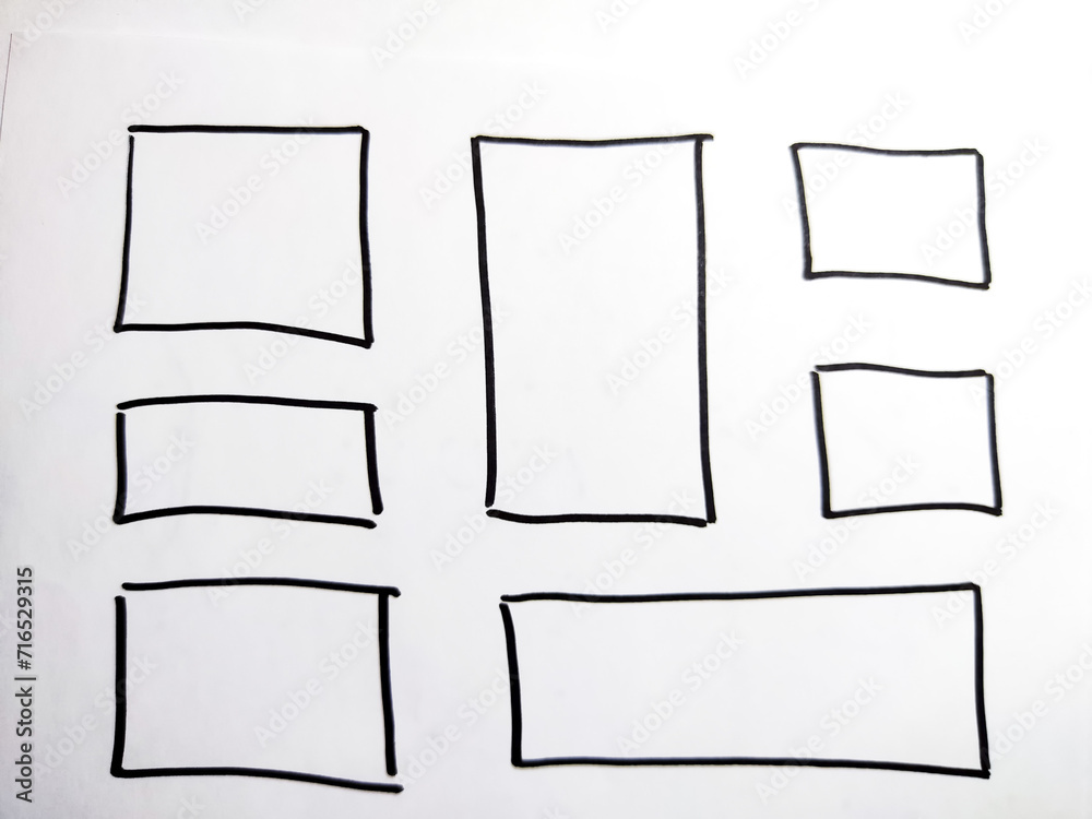 Notepad page with columns marked with a marker, highlighted lines for reading and ticks for list. Business concept, structuring, planning, background