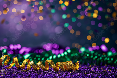 Fotografia Mardi Gras carnival blurred confetti backdrop