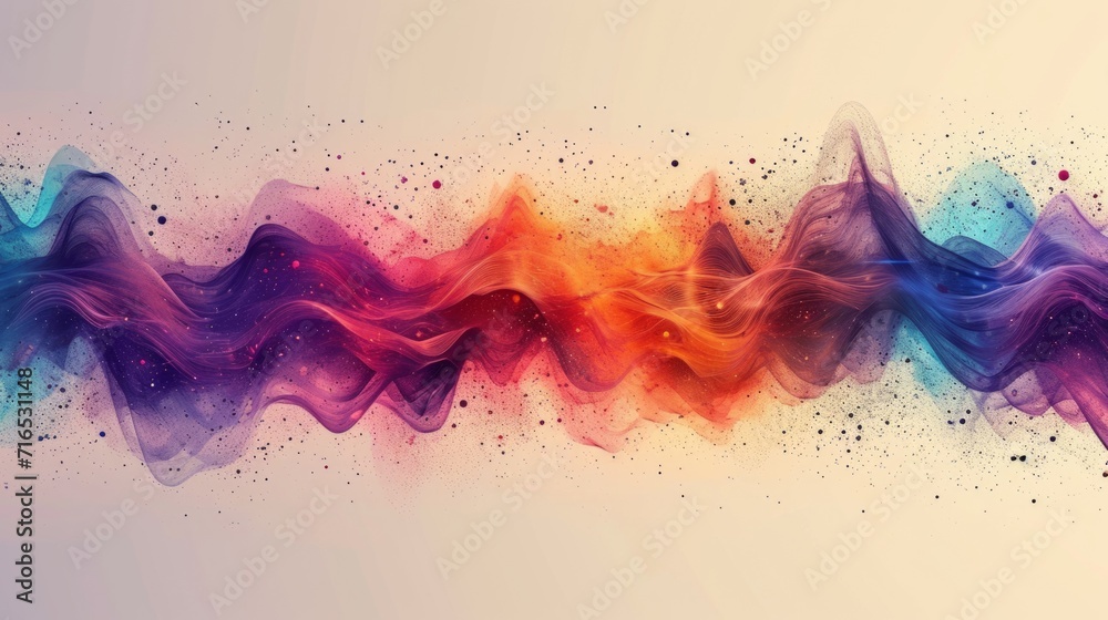 Colored background of abstract sound wave. Abstract flowing wavy, smoke lines. Vibrant colorful digital dynamic wave.