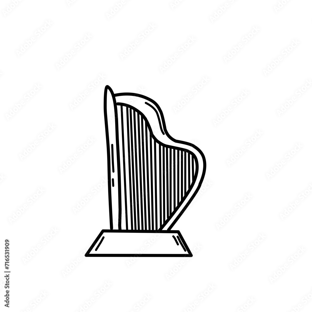 Hand Drawn Harp Doodle 