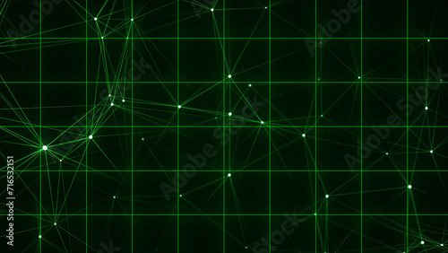 Network connection structure on grid. Technology connect big data. Science background. Business futuristic backdrop. 3D rendering.