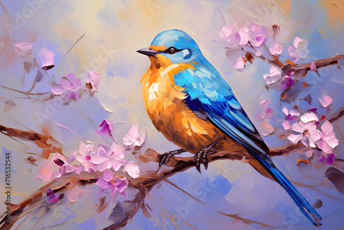 Bluebird Among Blossoms. Generative AI © Mihai Zaharia