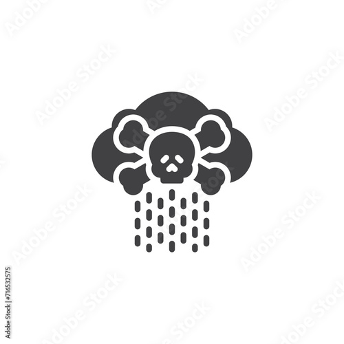 Cloud with acid raindrops and skull vector icon