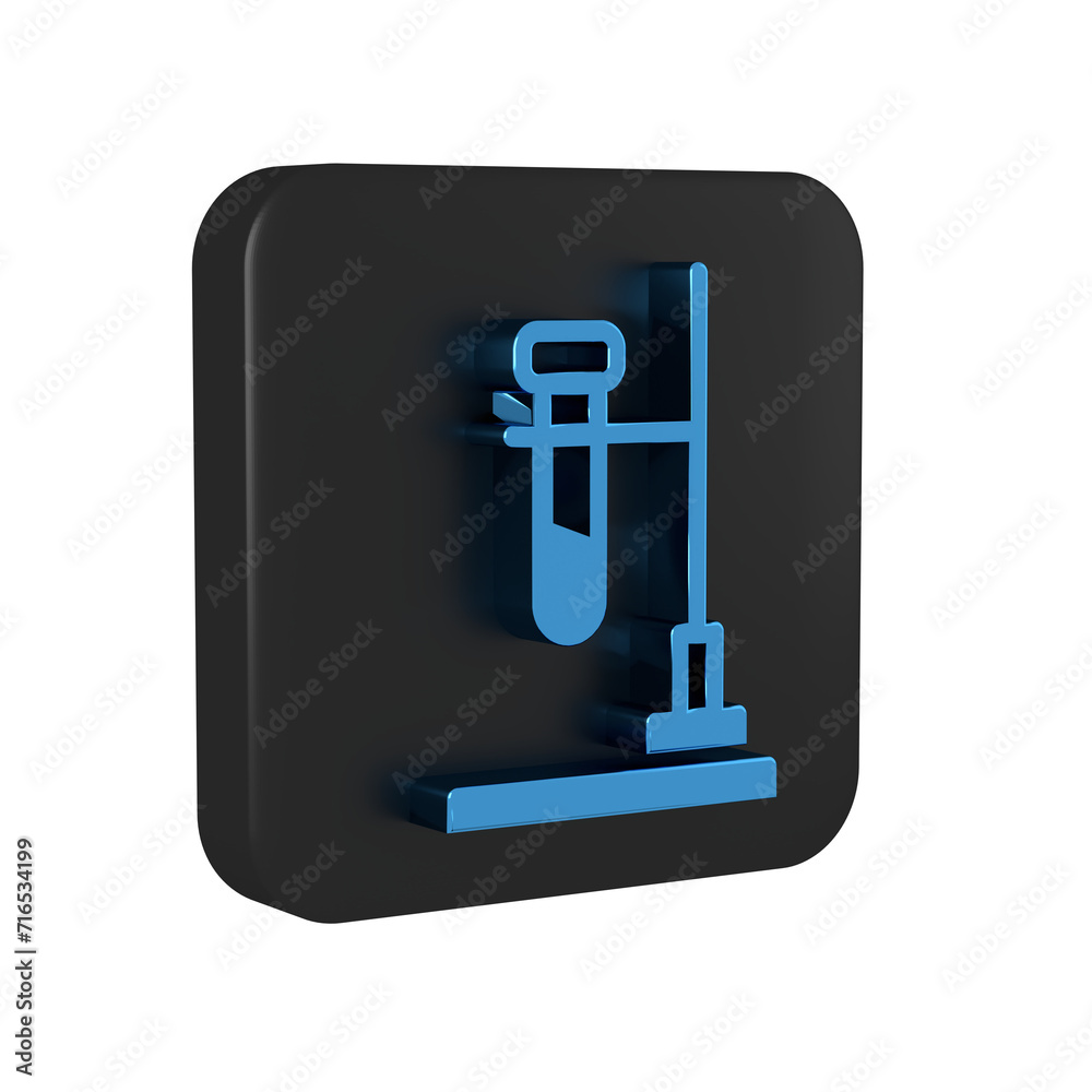 Blue Glass test tube flask on fire heater experiment icon isolated on transparent background. Laboratory equipment. Black square button. Blue Glass test tube flask on fire heater experiment icon isolated on transparent background. Laboratory equipment. Black square button.