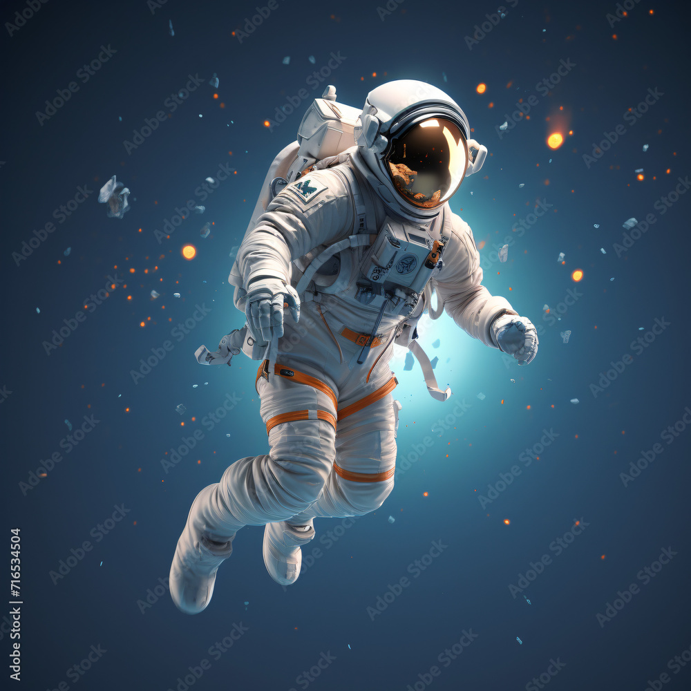 3d rendered illustration of a floating astronaut