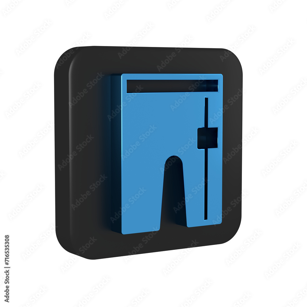 Blue Cycling shorts icon isolated on transparent background. Black square button. Blue Cycling shorts icon isolated on transparent background. Black square button.