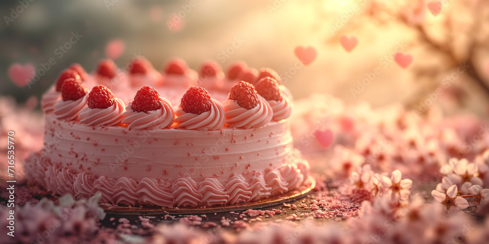 San Valentino. Torta. Amore. Ai generated.