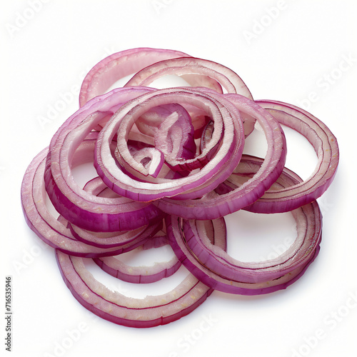 Sliced red onion rings