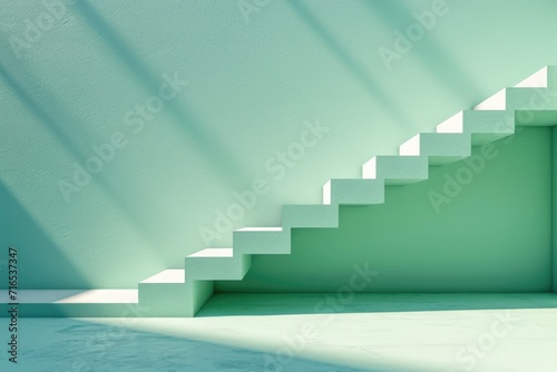 Artistic Staircase on Gradient Pastel Wall. Creative 3D Render Symbolizing Progress and Opportunity