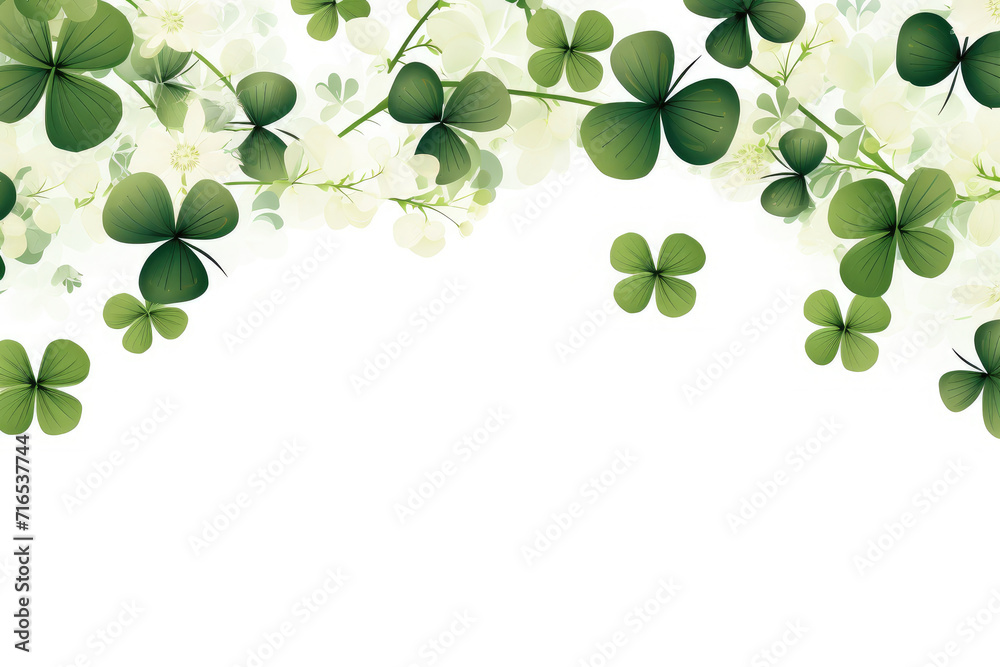 Lucky Shamrock and Clover Border for a Festive St. Patrick's Day Design - Generative AI Lucky Shamrock and Clover Border for a Festive St. Patrick's Day Design - Generative AI