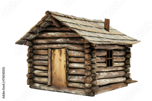 An old wooden hut or house, transparent or isolated on white background
