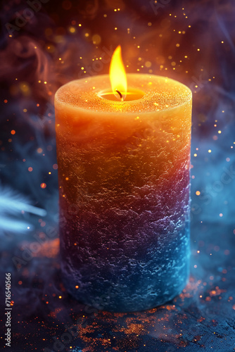 one candle in all the colors of the rainbow. AI generative