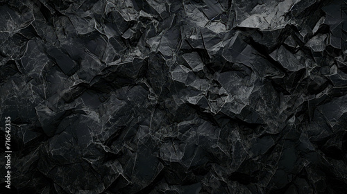 Abstract Black Jagged Stone Texture Close-up