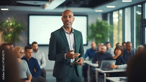 Confident businesswoman giving a presentation , Confident businesswoman, giving presentation, business