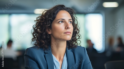 Serious businesswoman actively listening , Serious businesswoman, actively listening, professional