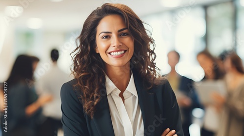Smiling woman in business attire , Smiling woman, business attire, professional photo