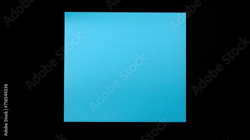 Sky Blue square Paper Note on a black Background. Brainstorming Template with Copy Space